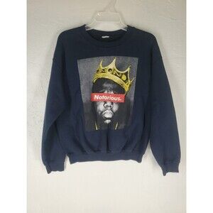 Notorius BIG Biggie Smalls Brooklyn Mint Navy Blue Crewneck Sweatshirt Size M